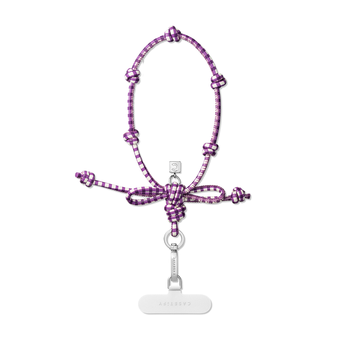 Bow Charm Wristlet - Gingham Purple