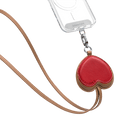 BioVeg Heart Cross-body Strap - Tan + Silver D-ring Light Grey Strap Card (NON-PRINT) | Image 1