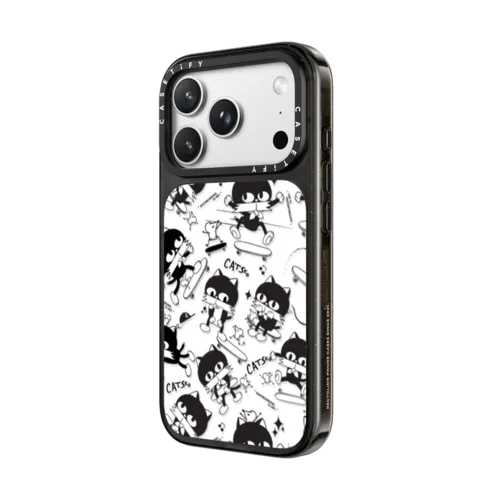 Cat Skateboard | iPhone 18 Pro Max / Impact Case MagSafe Compatible - Glossy / Glossy Black | Image 2
