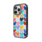 Polka Daub Rainbow Hearts | iPhone 16 Pro / Impact Case MagSafe Compatible / Black | Image 2