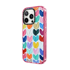 Polka Daub Rainbow Hearts | iPhone 16 Pro / Impact Case MagSafe Compatible / Pink Fizz | Image 2
