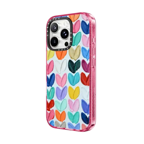 Polka Daub Rainbow Hearts | iPhone 16 Pro / Impact Case MagSafe Compatible / Pink Fizz | Image 2