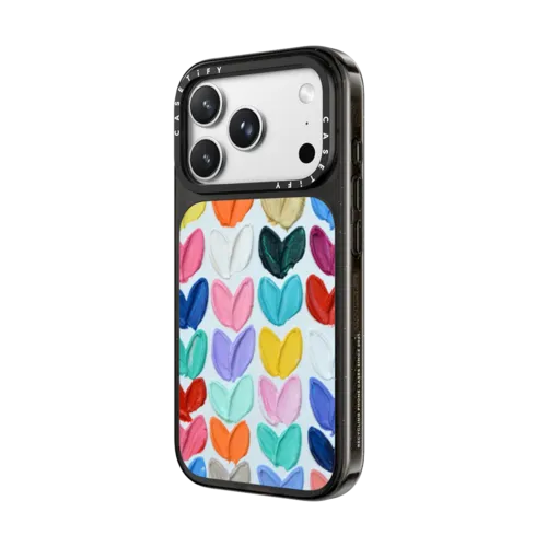 Polka Daub Rainbow Hearts | iPhone 18 Pro Max / Impact Case MagSafe Compatible - Glossy / Glossy Black | Image 2