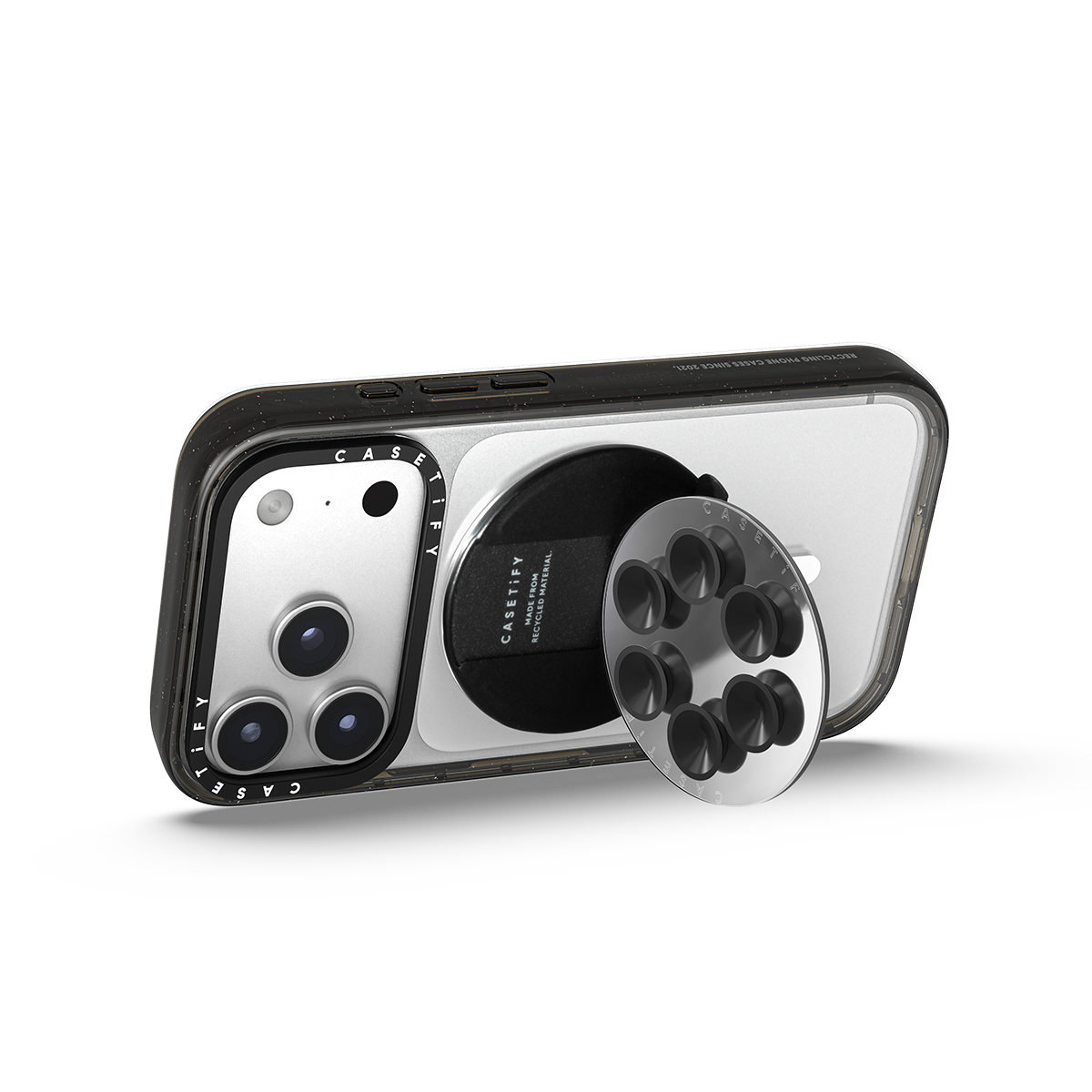 Snappy Snap & Stick Mirror Grip Stand Magsafe Compatible - Black