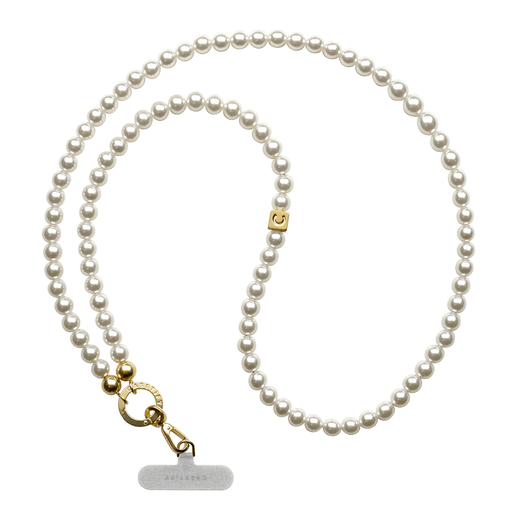 Pearl Cross-body Strap - Pearl with Gold