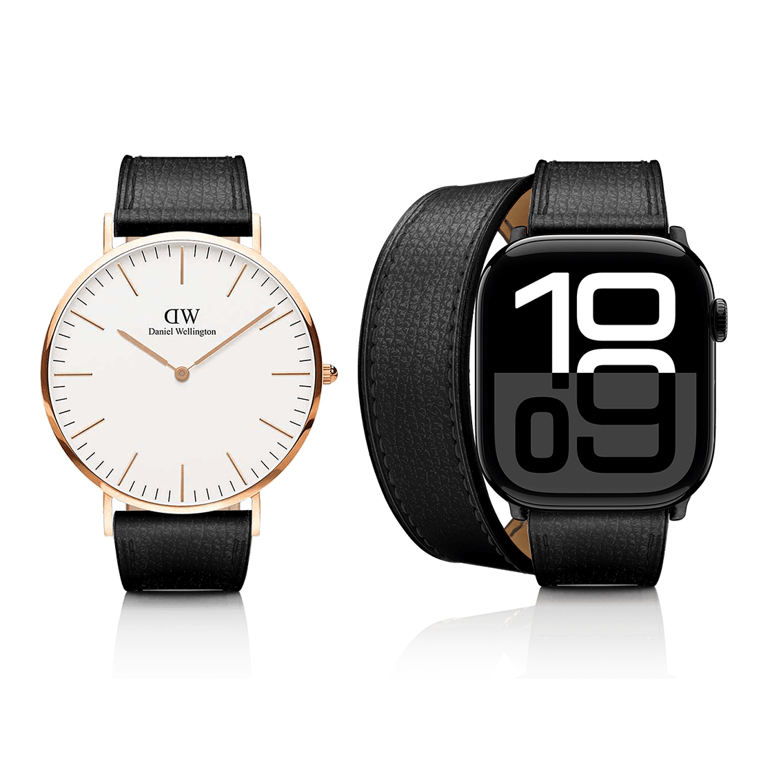 2-in-1 Italian Leather Band 42mm (Series 10) - Black