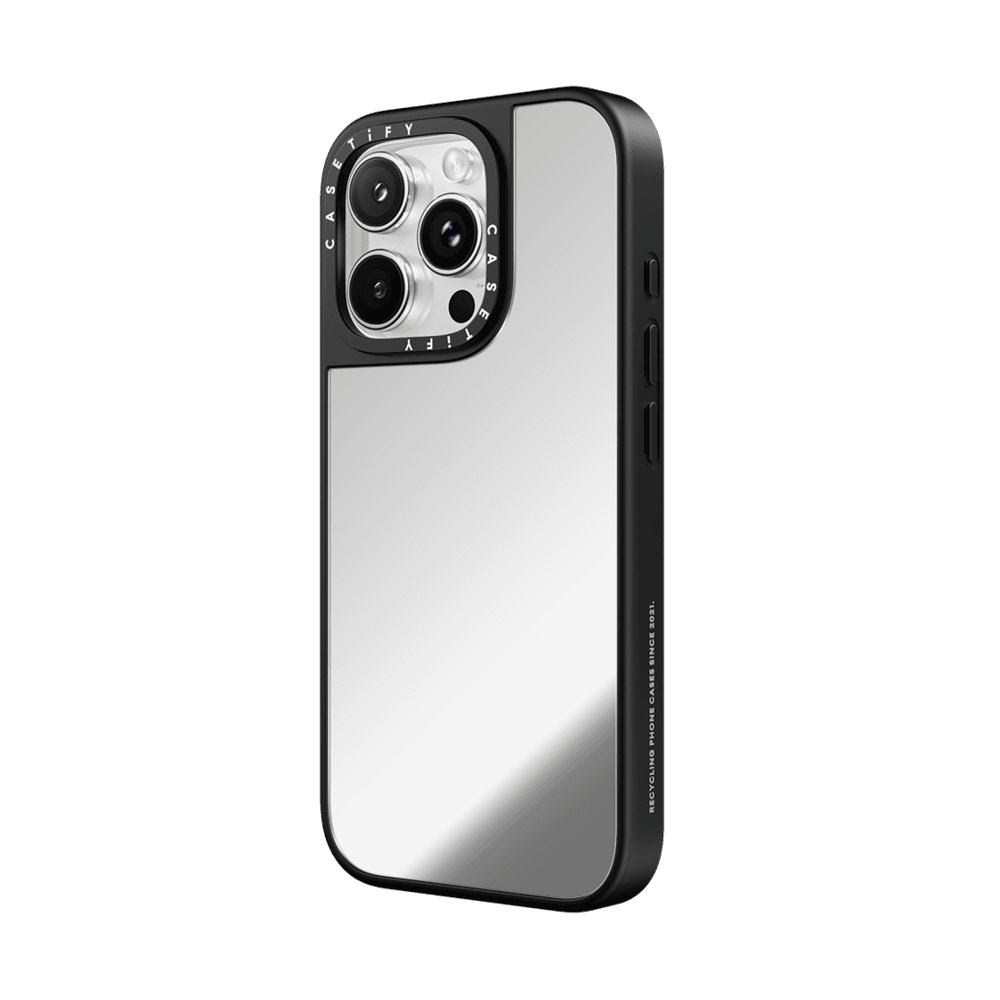 Mirror Duo Set - iPhone 16 Pro Max Mirror Case MagSafe Compatible (Silver on Black) & AirPods Pro 2 Mirror Case
