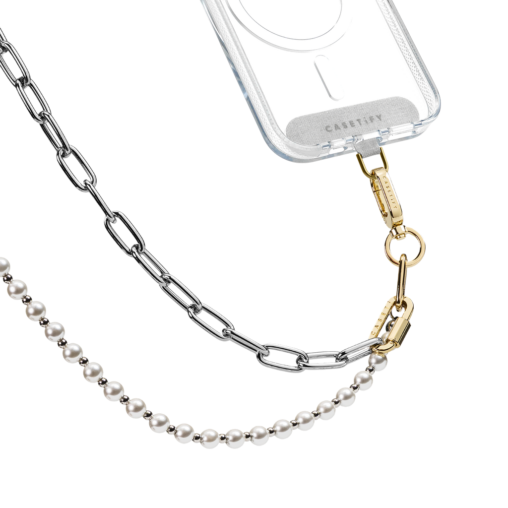 2-in-1 Metal Cross-body Chain - Silver / Pearl | Image 1