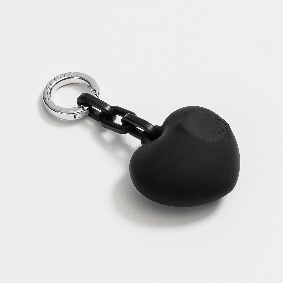 Charm Keychain - Puffy Heart - Black
