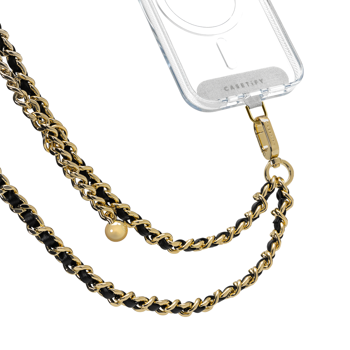 BioVeg Chain Cross-body Strap - Black in Champagne Gold | Image 1