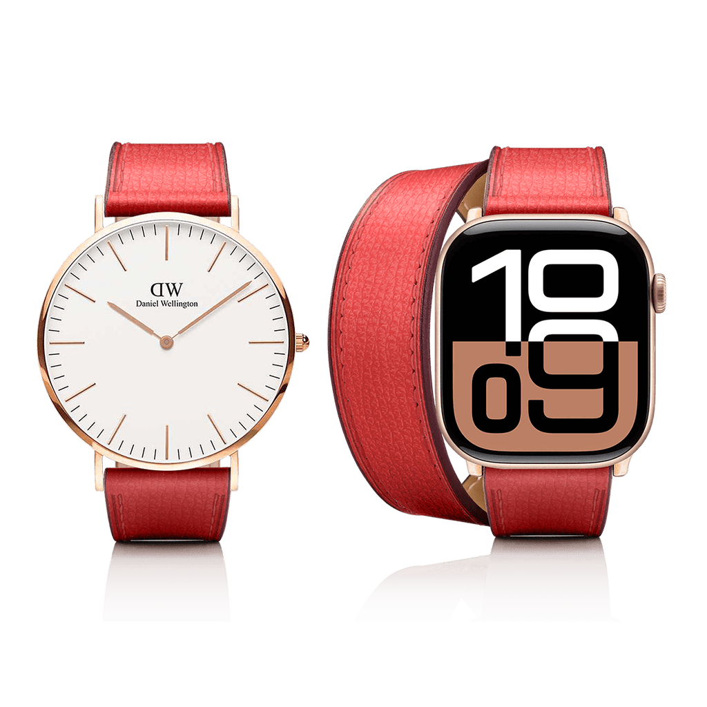 2-in-1 Italian Leather Band 46mm (Series 10) - Red