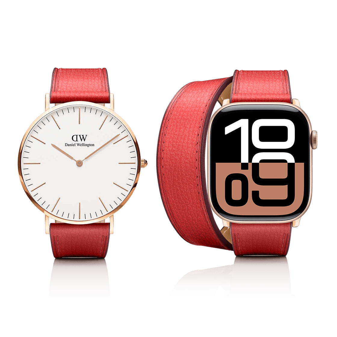 2-in-1 Italian Leather Band 46mm (Series 10) - Red