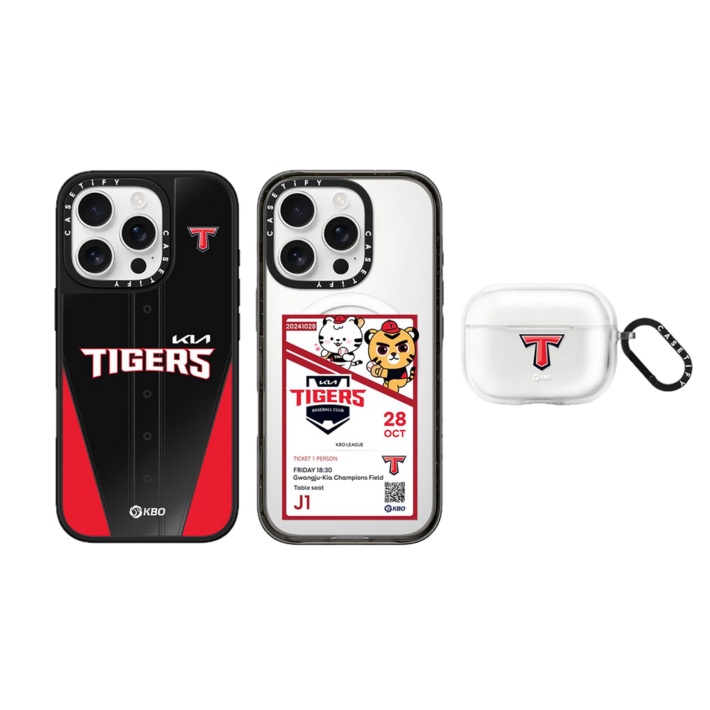 KBO Fan Edition Special Set (TIGERS) - iPhone 16 Pro Mirror Case Magsafe Compatible, iPhone 16 Pro Impact Case Magsafe Compatible & AirPods Pro 2/Pro Impact Case
