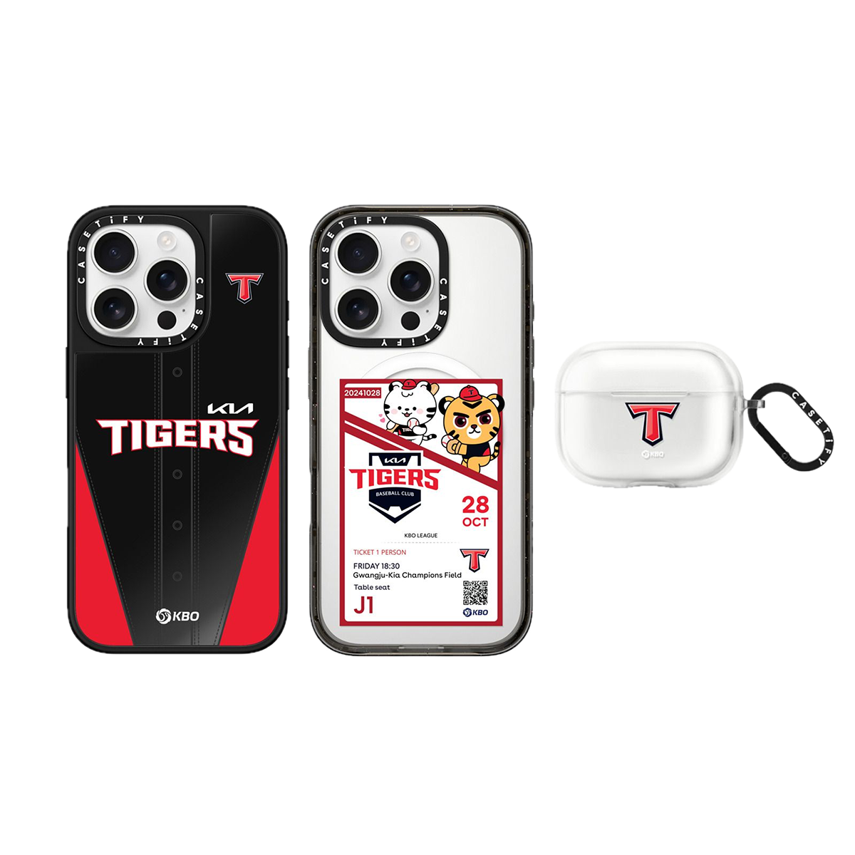 KBO Fan Edition Special Set (TIGERS) - iPhone 16 Pro Mirror Case Magsafe Compatible, iPhone 16 Pro Impact Case Magsafe Compatible & AirPods Pro 2/Pro Impact Case