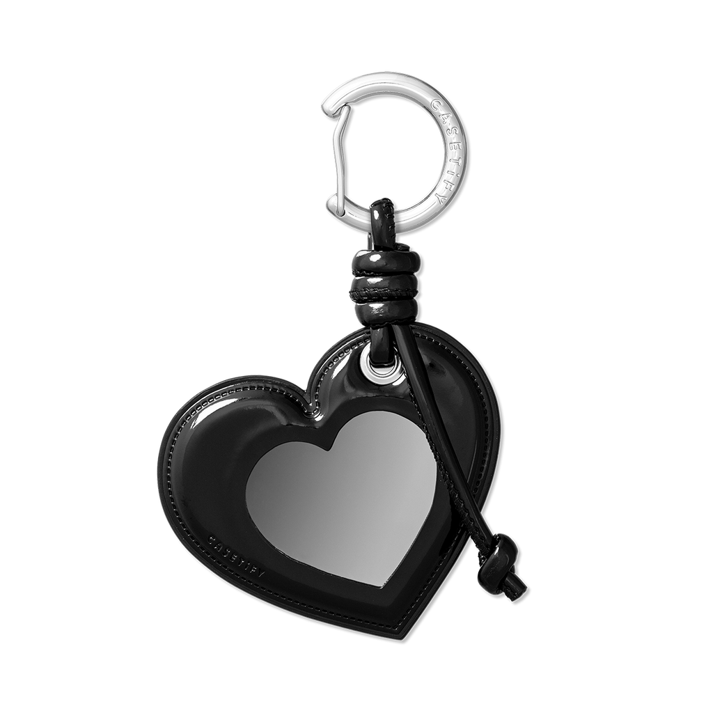 Puffy Heart Bag Charm - Studded Black