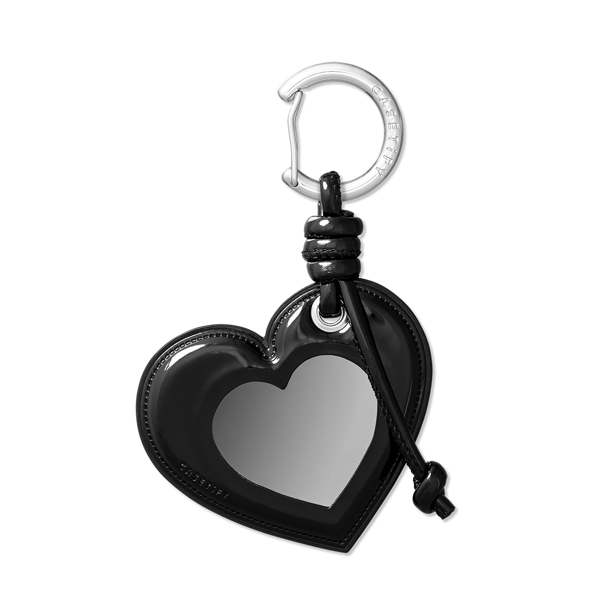 Puffy Heart Bag Charm - Studded Black