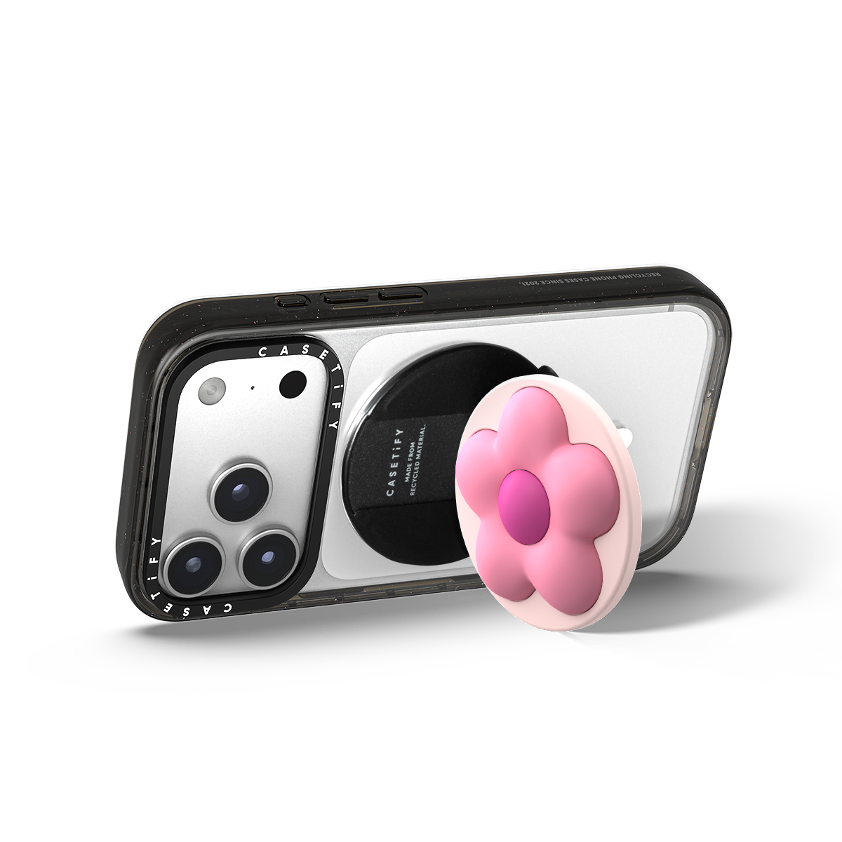 Snappy Flower Grip Stand - Pink Puffy Flower