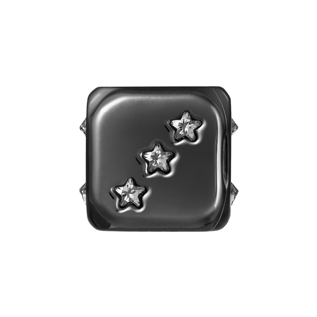 Metal Charm Cube - Black with Crystal Stars | Image 1