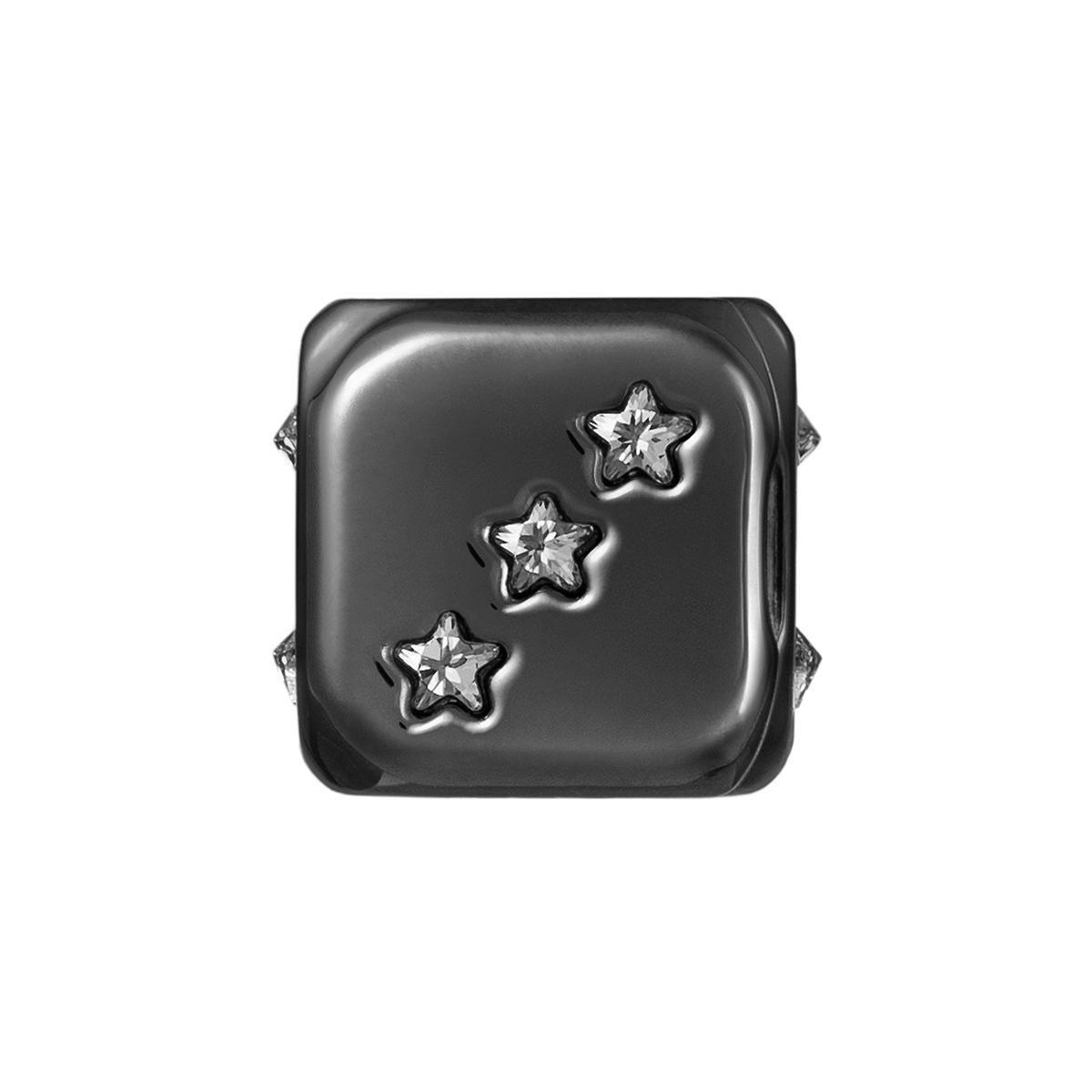 Metal Charm Cube - Black with Crystal Stars | Image 1