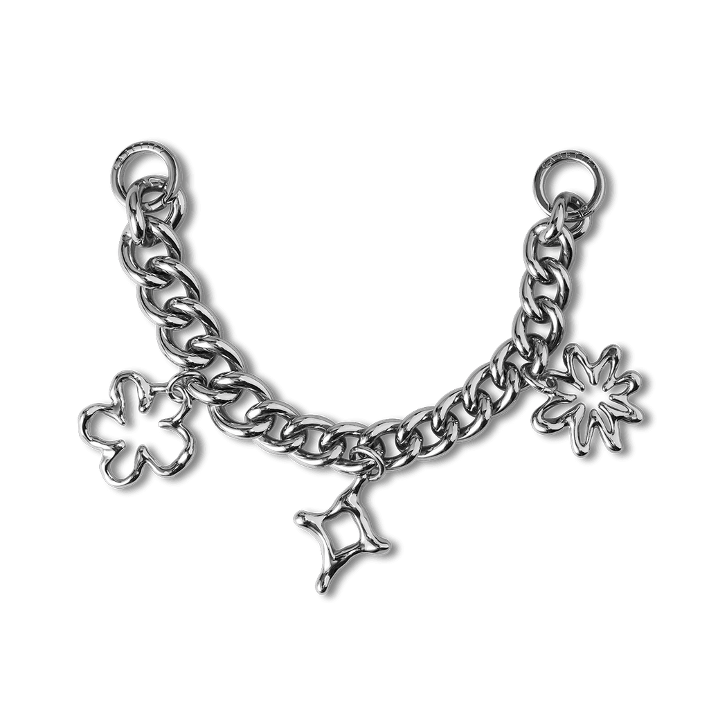 Charm Keychain - Doodle Curb Chain - Shiny Silver | Image 1