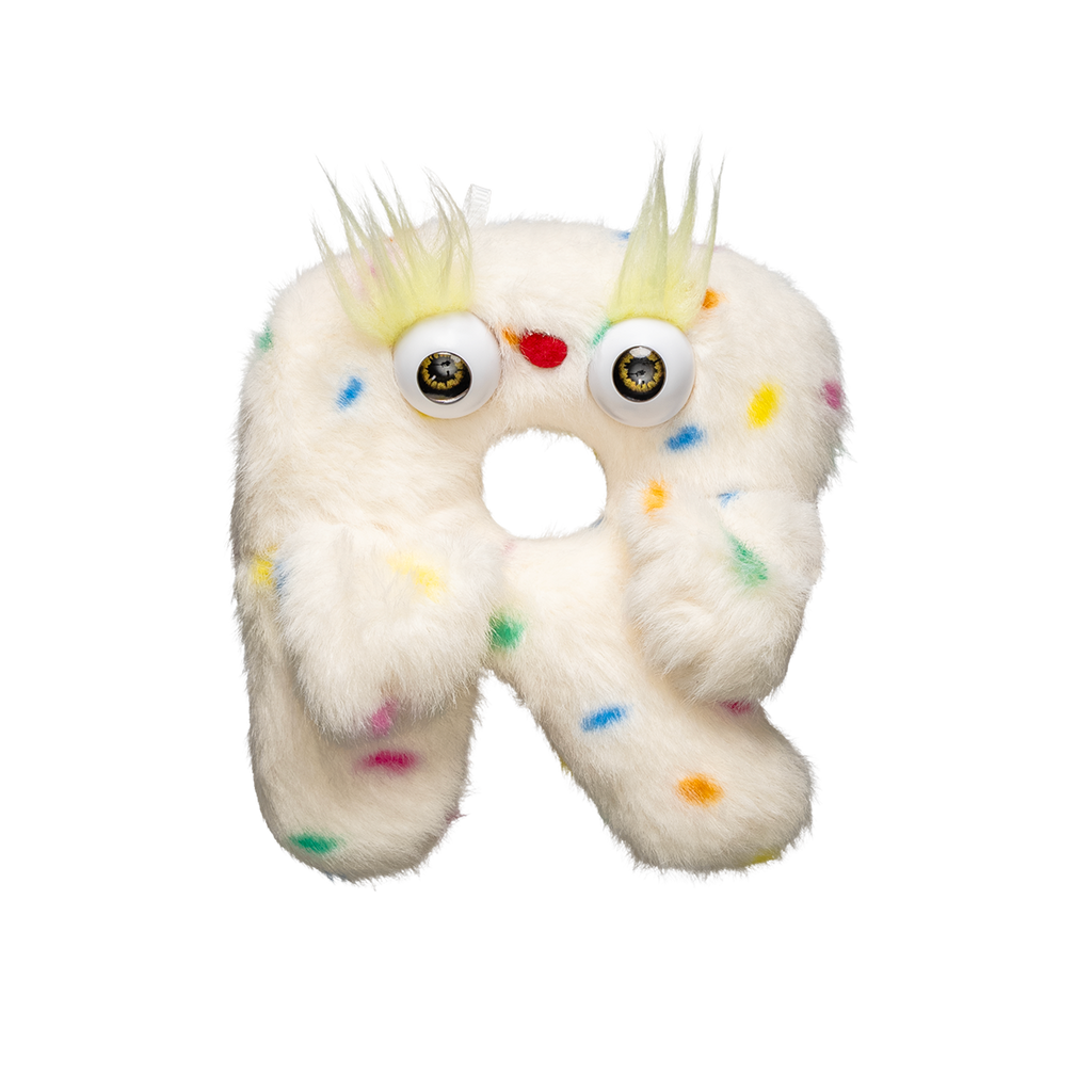 Plushmate Alphabet R with Strap + Carabiner - White Rainbow | Image 1