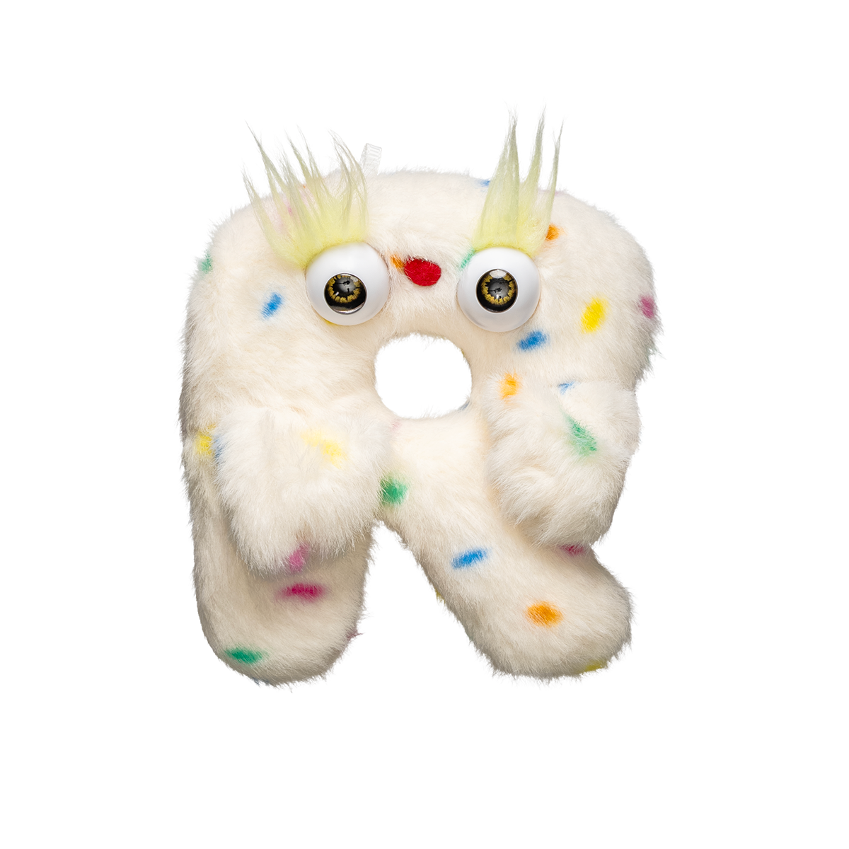 Plushmate Alphabet R with Strap + Carabiner - White Rainbow | Image 1