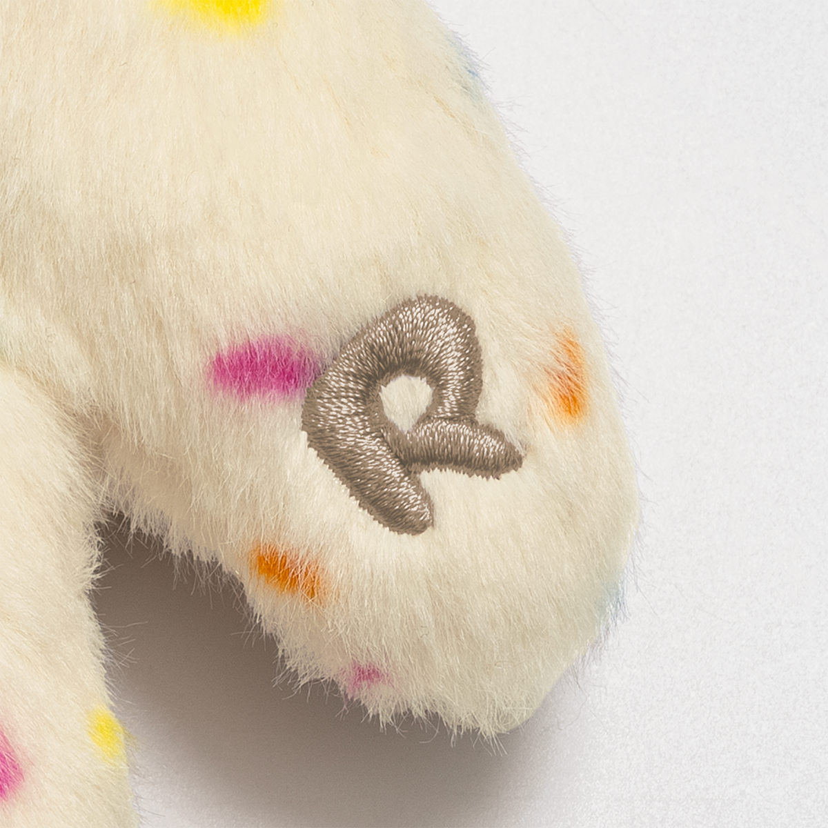 Plushmate Alphabet R with Strap + Carabiner - White Rainbow