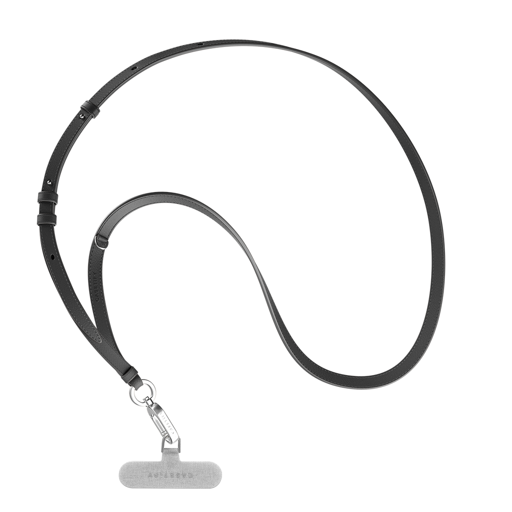BioVeg Tumbled Cross-body Strap - Black + D-ring Light Grey Strap Card