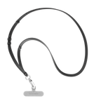 BioVeg Tumbled Cross-body Strap - Black + D-ring Light Grey Strap Card
