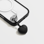Charm Keychain - Puffy Heart - Black