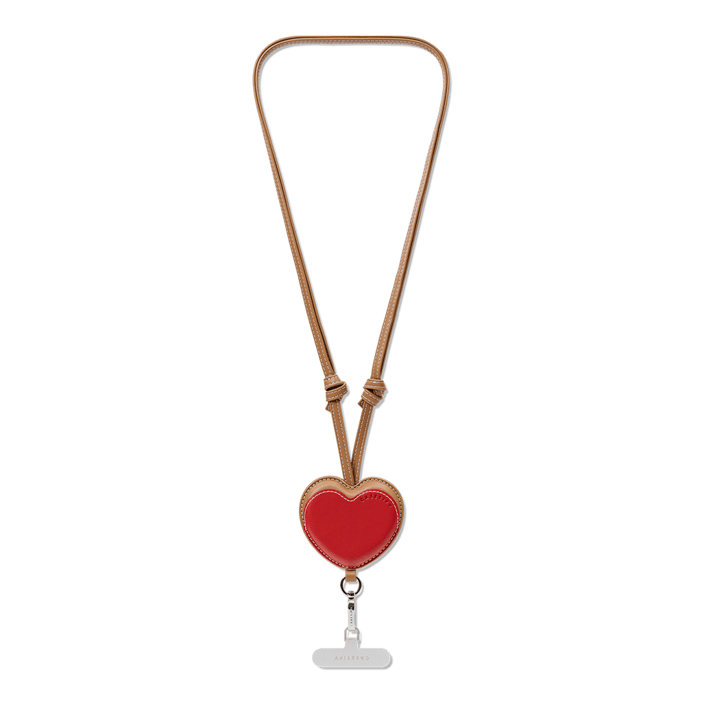 BioVeg Heart Cross-body Strap - Tan + Silver D-ring Light Grey Strap Card (NON-PRINT)