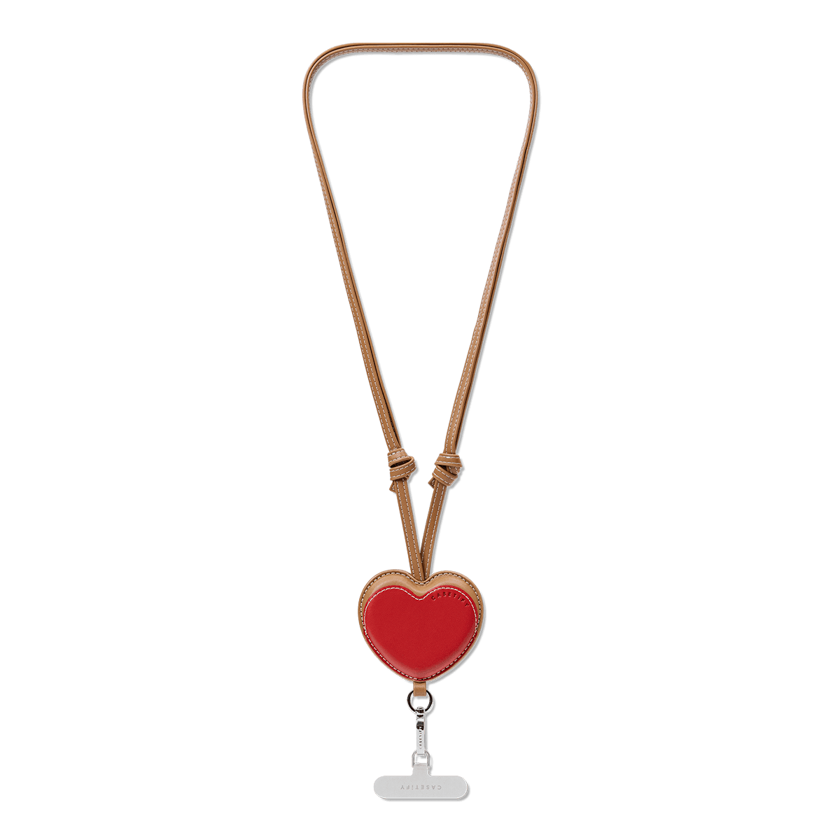 BioVeg Heart Cross-body Strap - Tan + Silver D-ring Light Grey Strap Card (NON-PRINT)