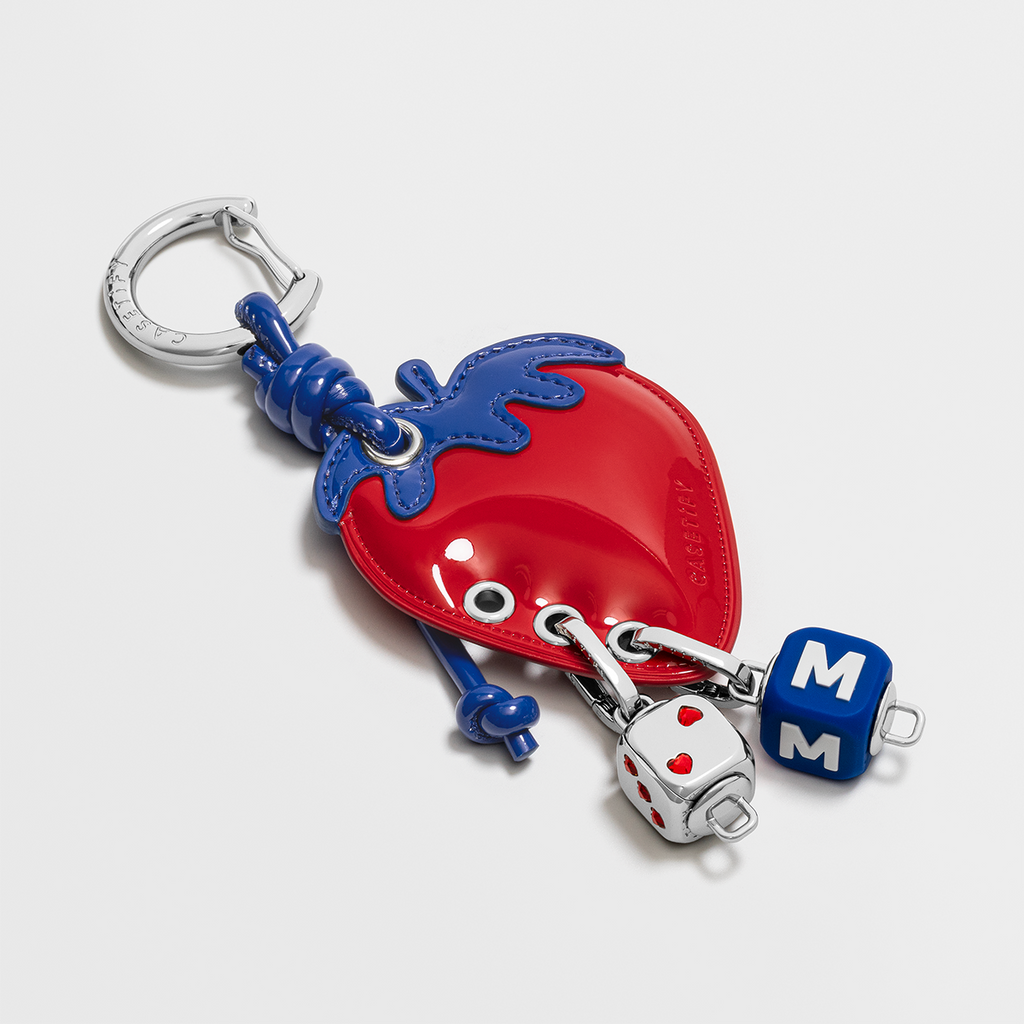 Puffy Strawberry Bag Charm - Strawberry Red