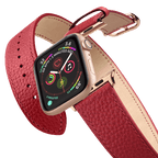 2-in-1 Italian Leather Band 45mm (Series 7-9) - Red | Image 1