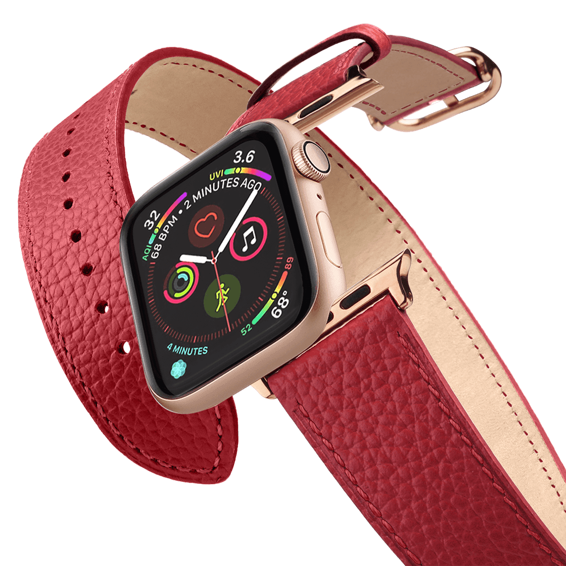 2-in-1 Italian Leather Band 45mm (Series 7-9) - Red | Image 1