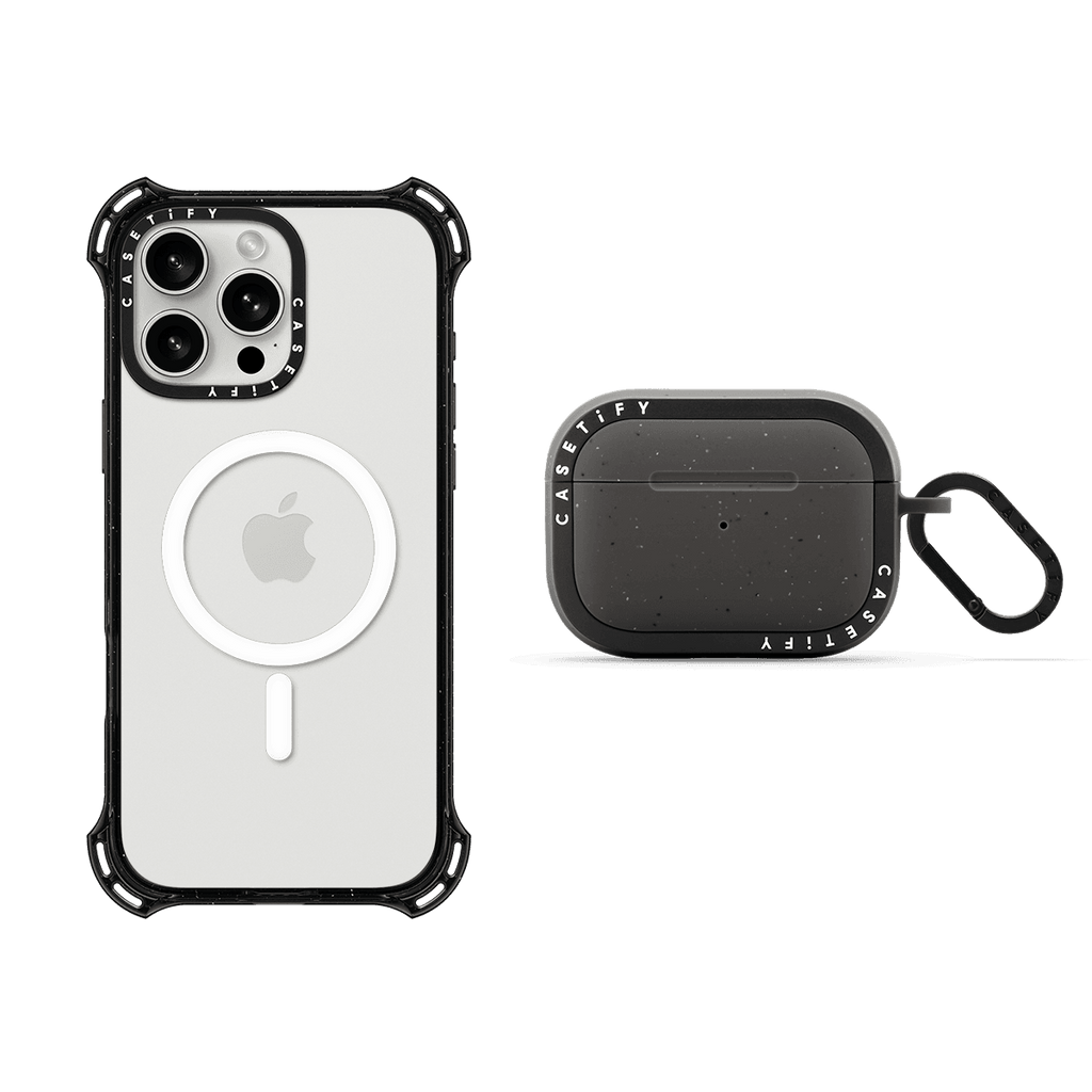 Bounce Duo Set -  iPhone 16 Pro Max Bounce Case MagSafe Compatible (Clear Black)& AirPods Pro 2 Bounce Case | Image 1