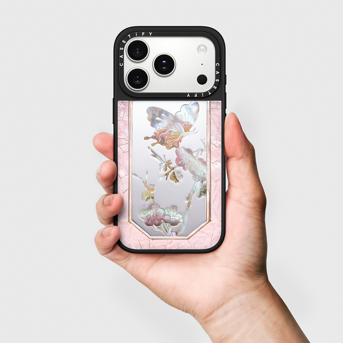 [PRE-ORDER] Miss Sohee Mother of Pearl Silver Mirror Case - Pink - iPhone 17 Pro Max