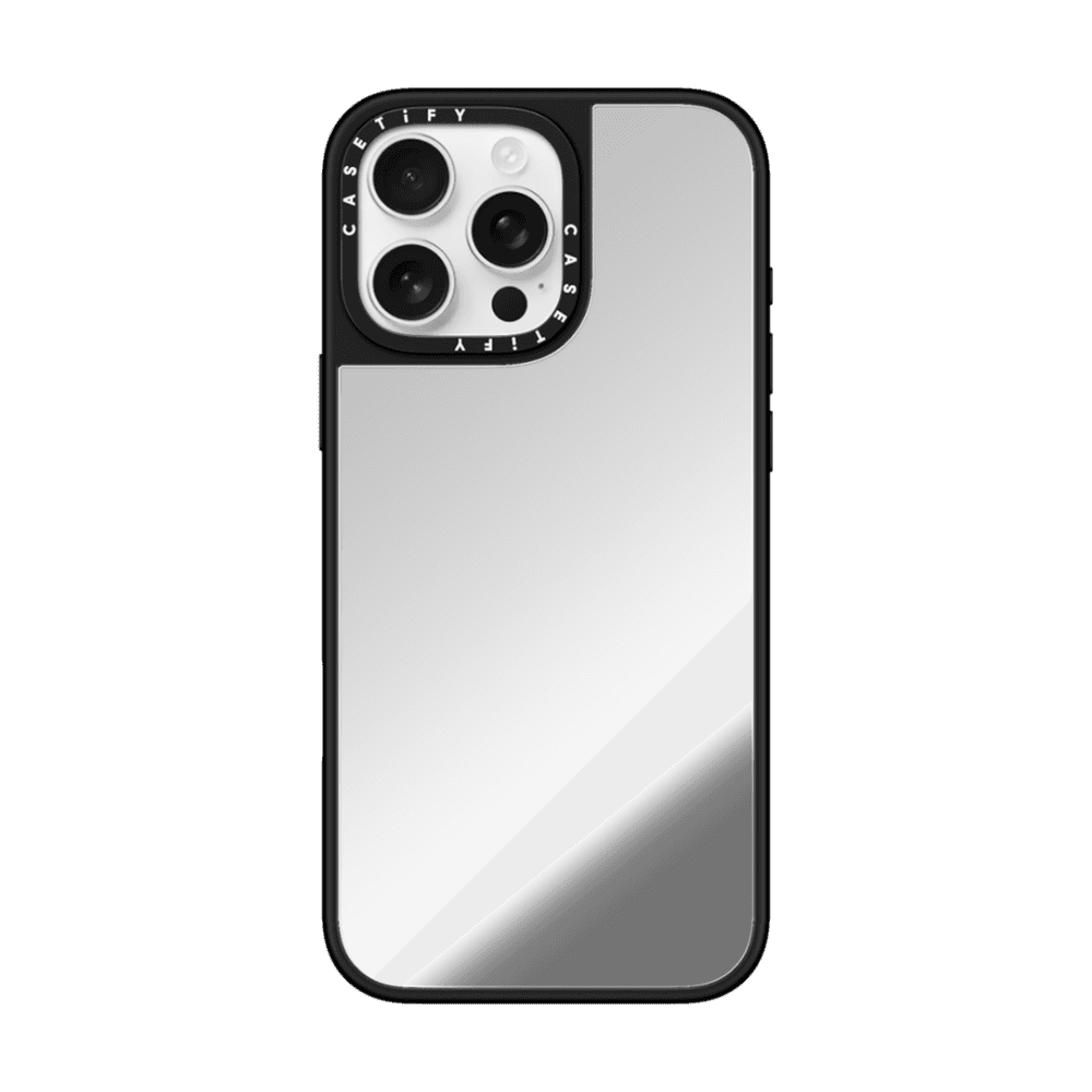 Mirror Duo Set - iPhone 16 Pro Max Mirror Case MagSafe Compatible (Silver on Black) & AirPods Pro 2 Mirror Case