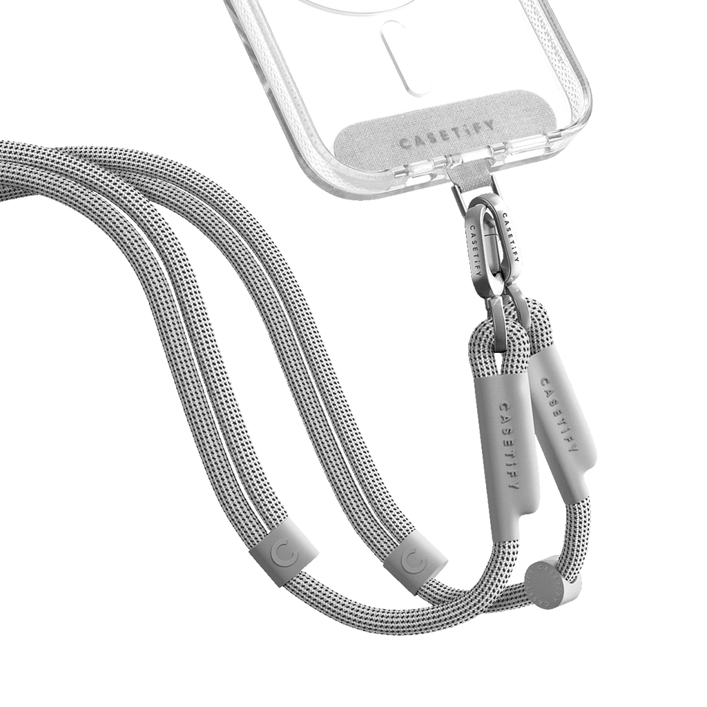 2-in-1 Essentials Set - Ripple Case - White - iPhone 16 Pro & Rope Cross-body Strap - Heather Grey (Double End)