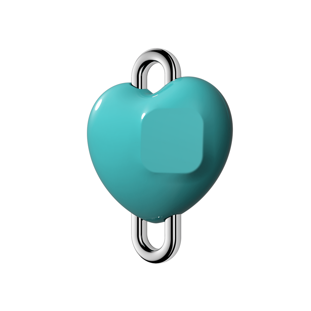 Metallic Heart Charm Cube - Mint Blue