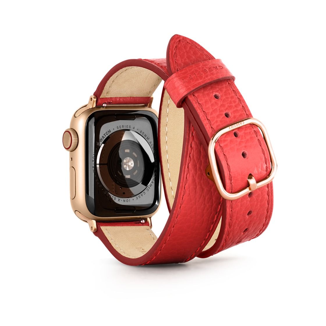 2-in-1 Italian Leather Band 45mm (Series 7-9) - Red