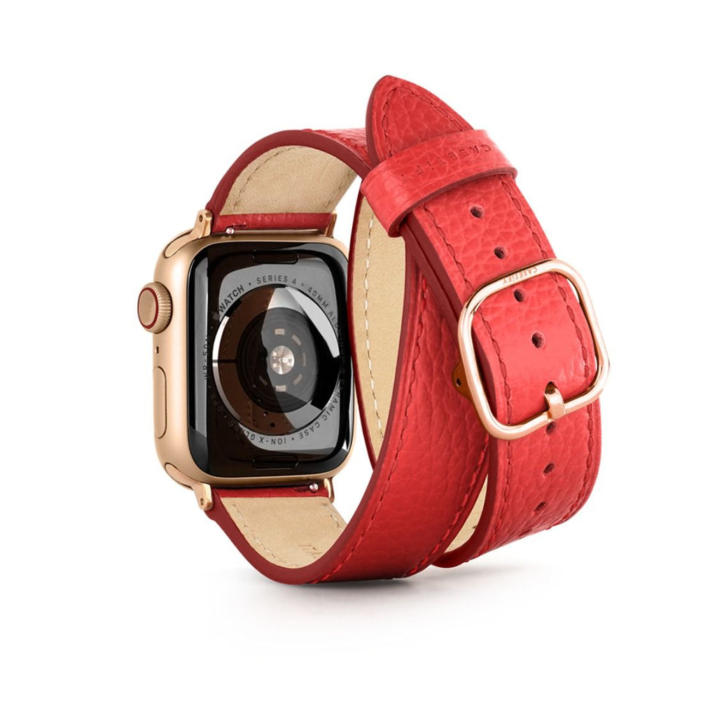 2-in-1 Italian Leather Band 42mm (Series 10) - Red