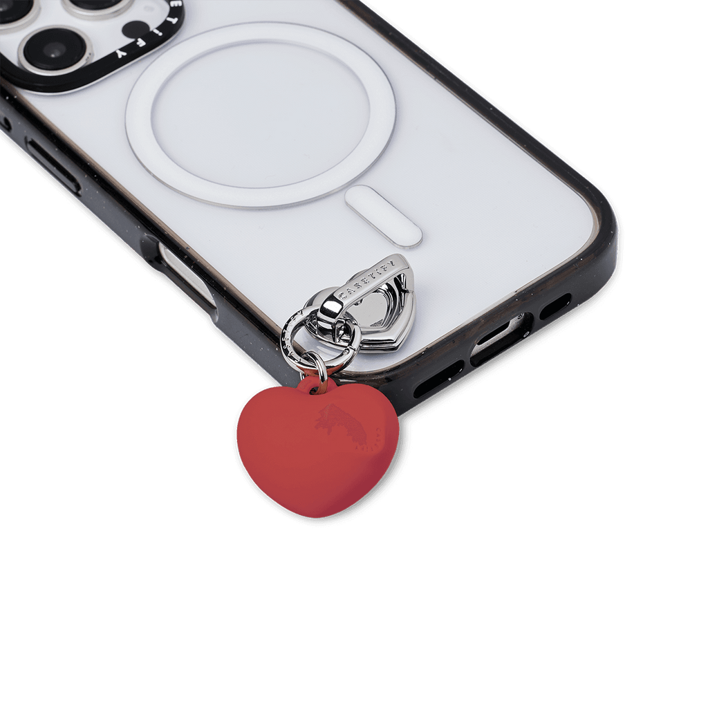 Charm Keychain - Puffy Heart - Cherry Red