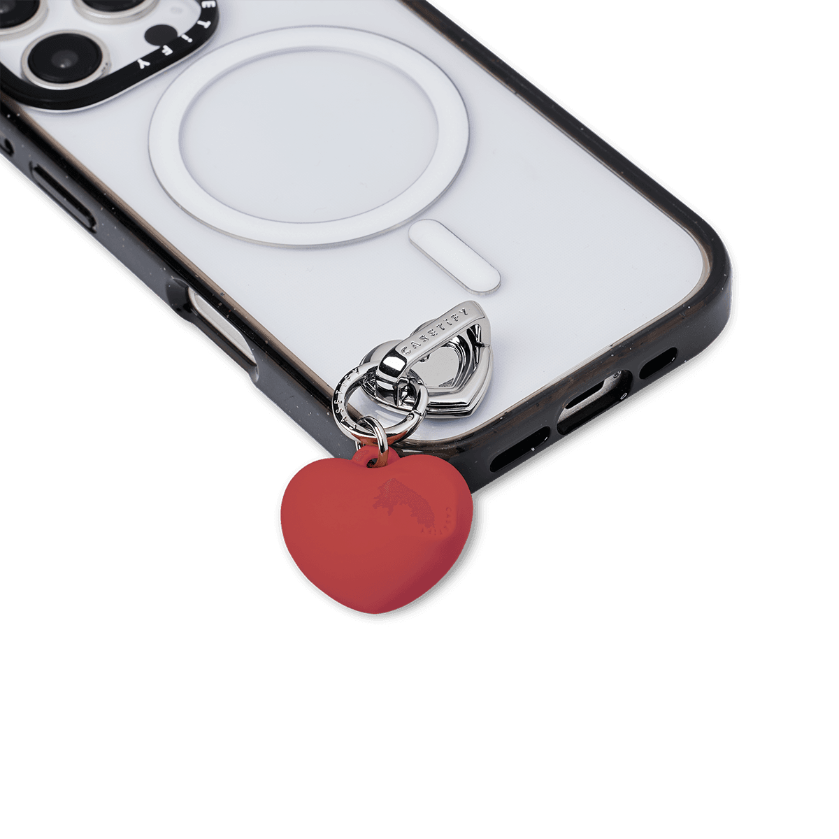 Charm Keychain - Puffy Heart - Cherry Red