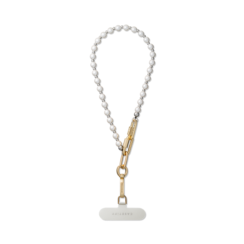 2-in-1 Metal Cross-body Chain - Silver / Pearl