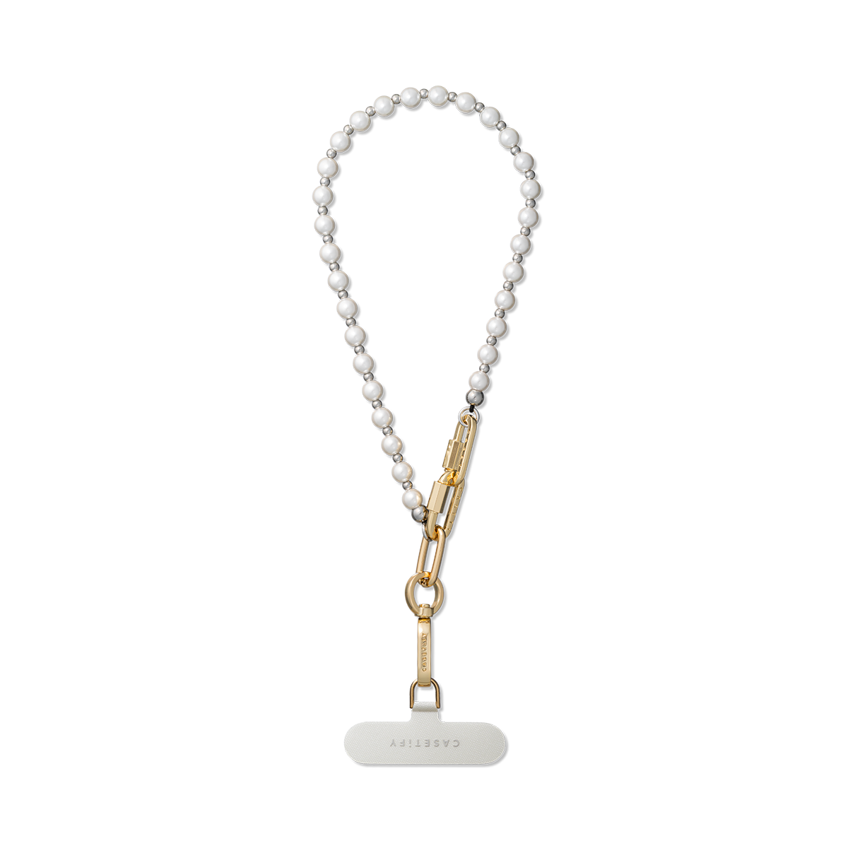 2-in-1 Metal Cross-body Chain - Silver / Pearl