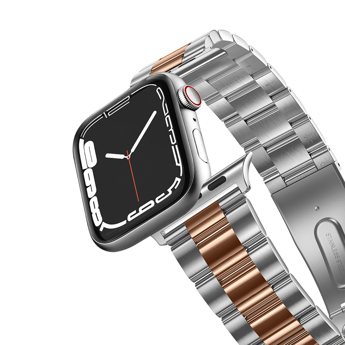 Stainless Steel 3-Link Band 45mm (Series 7-9) - Two-Tone (Rose Gold/Silver) | Image 1
