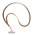 BioVeg Tumbled Cross-body Strap - Tan + Gold D-ring Light Grey Strap Card