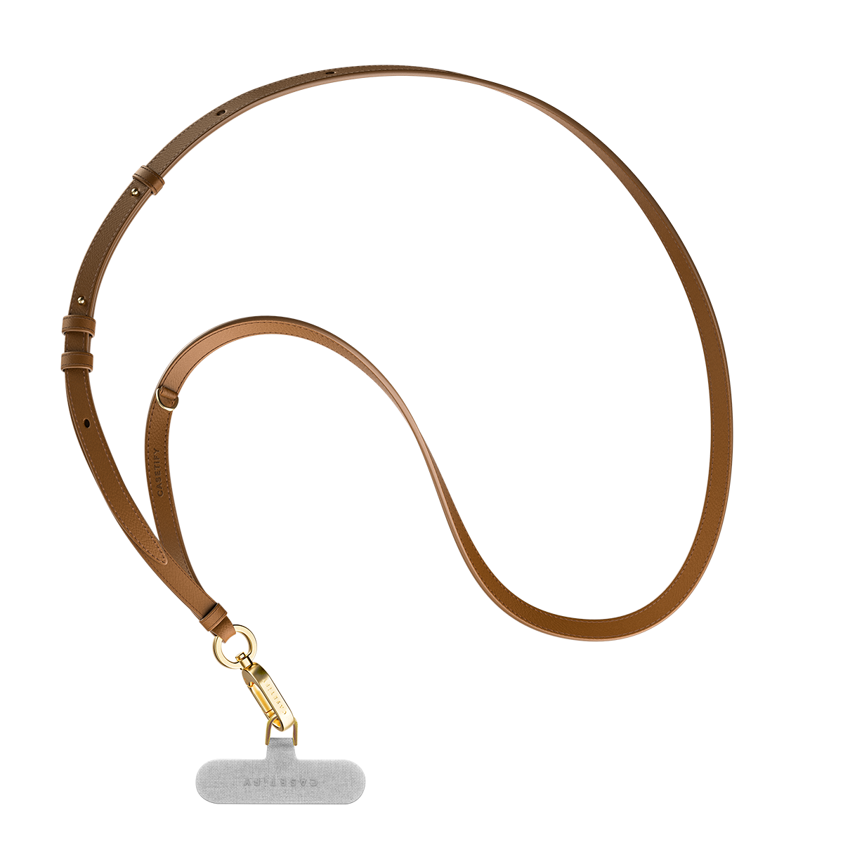 BioVeg Tumbled Cross-body Strap - Tan + Gold D-ring Light Grey Strap Card
