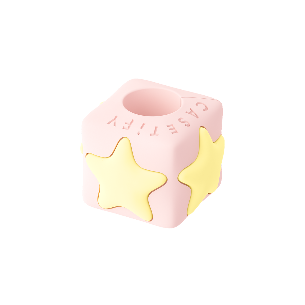 Puffy Charm Cube - STAR - Pink with Yellow Star